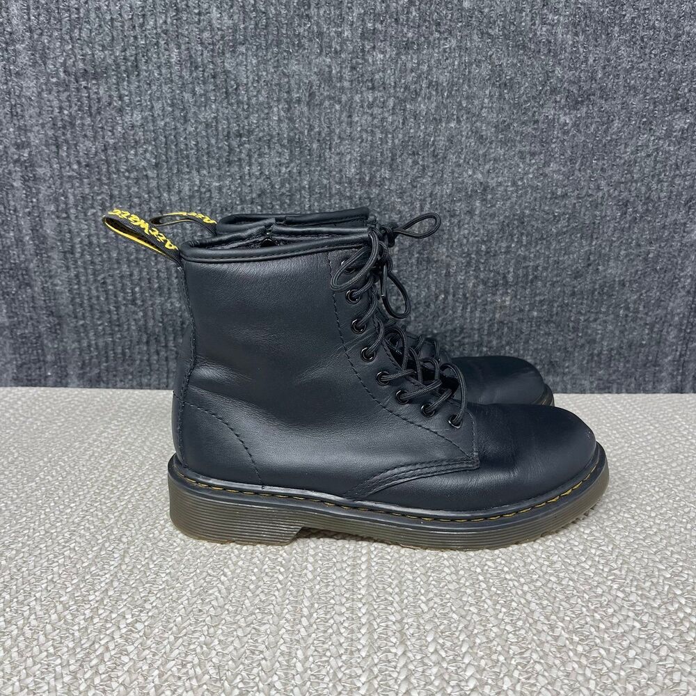 Dr. Martens 1460 J Side Zip Boots Black Leather Bootie Youth Size 3 US